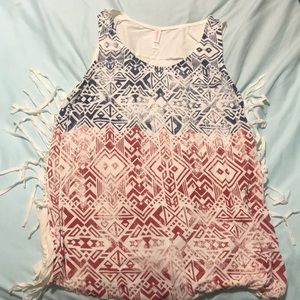Aztec print tank top with tassel side details